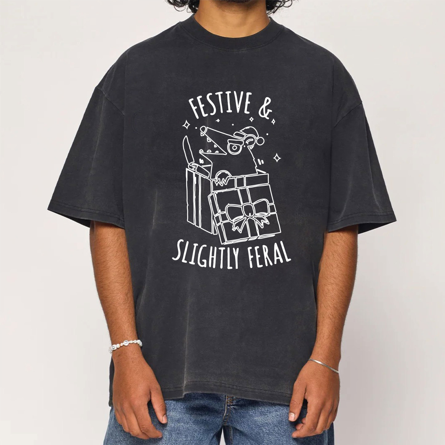 Festive & Slightly Feral Washed T-Shirt