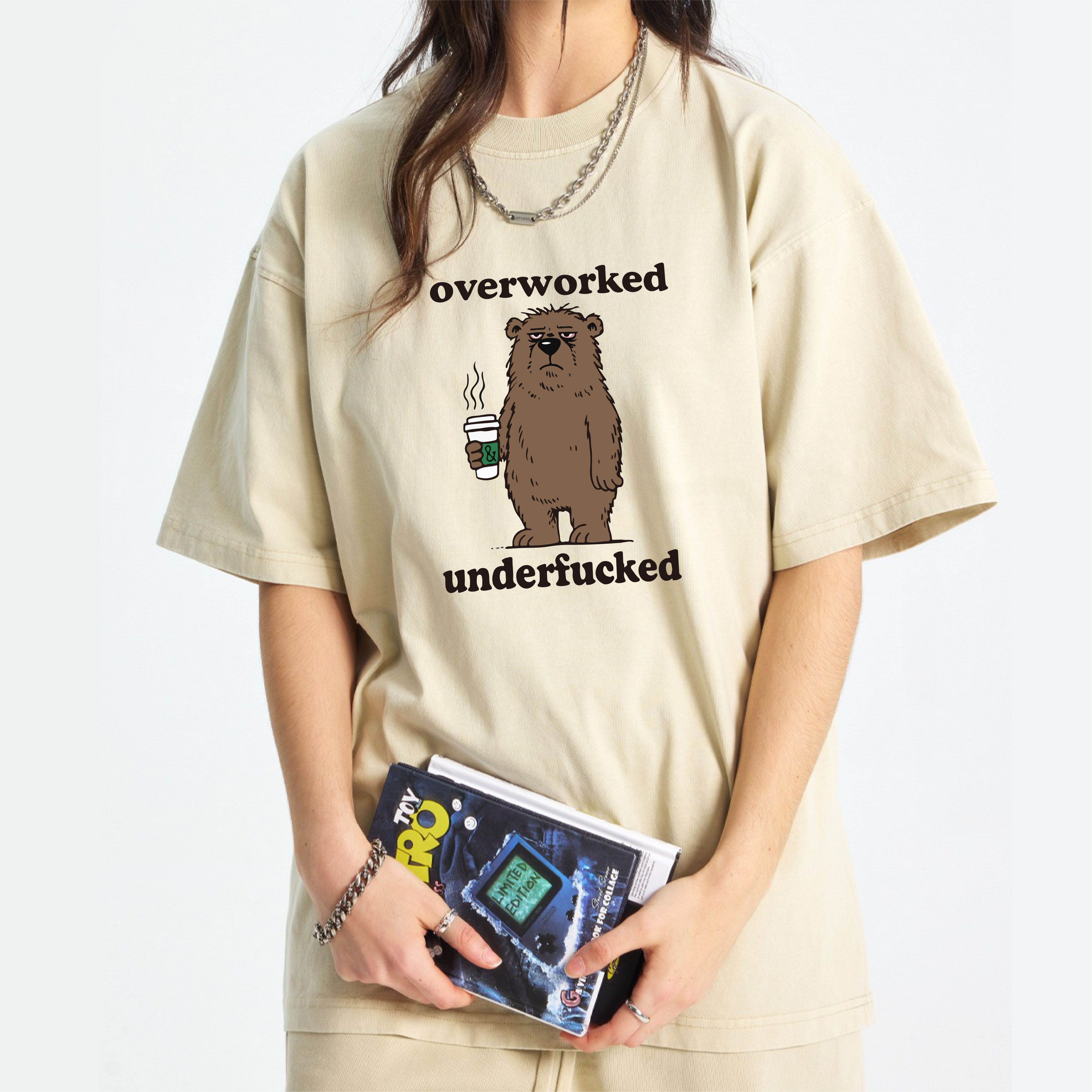 Bear Overworked Underfucked Washed T-Shirt