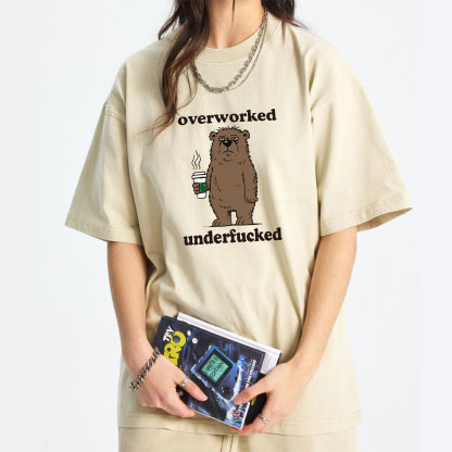 Bear Overworked Underfucked Washed T-Shirt