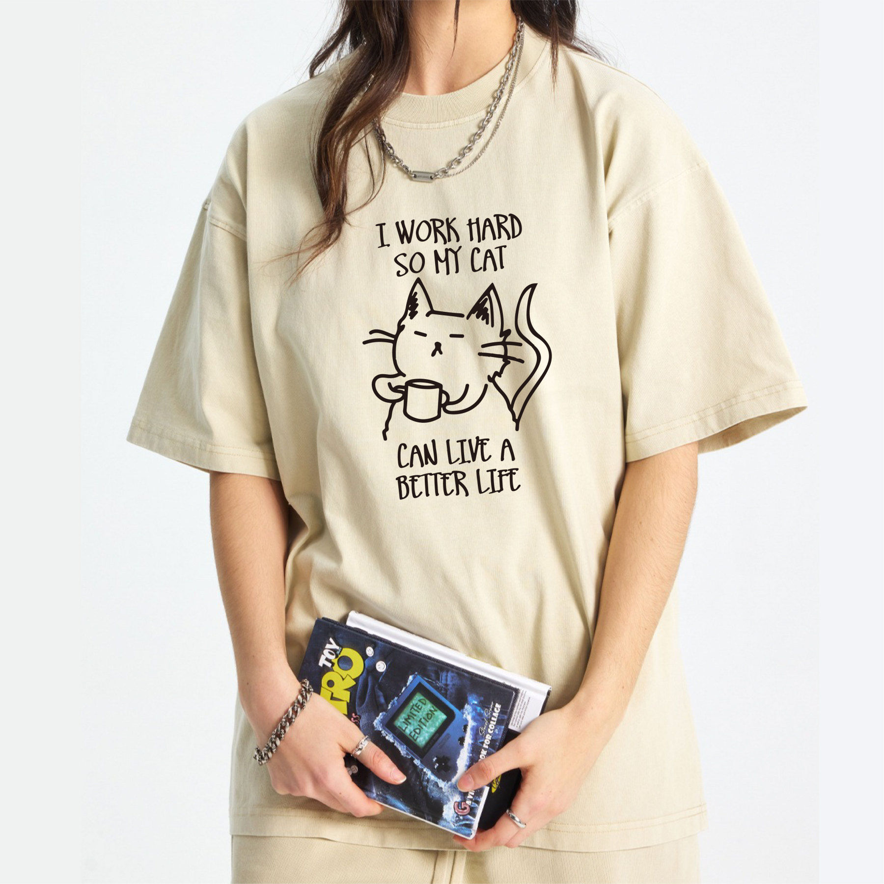 I Work Hard So My Cat Can Live A Better Life Washed T-Shirt