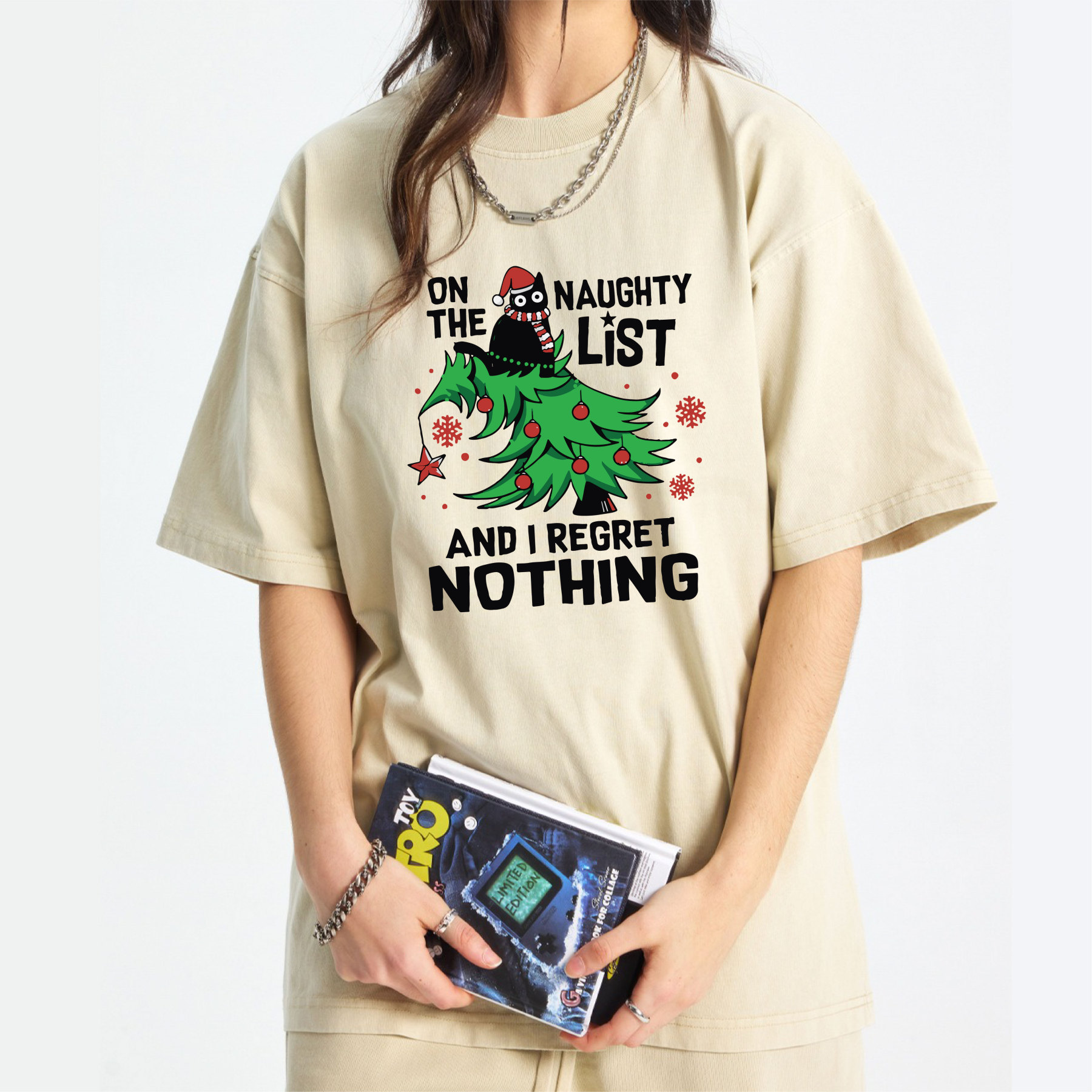 On The Naughty List I Regret Nothing Washed T-Shirt