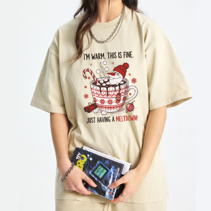 Olaf Snowman I’m Warm This Is Fine Just Having A Meltdown Washed T-Shirt