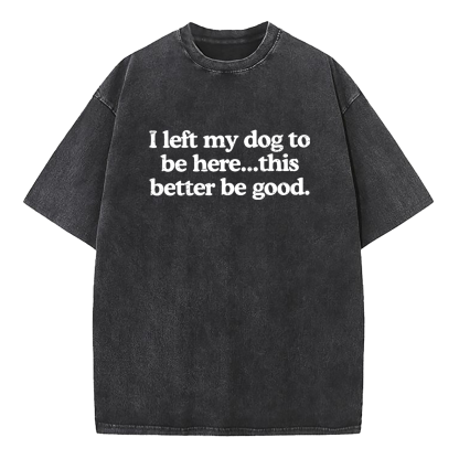 I Left My Dog To Be Here This Better Be Good Washed T-Shirt