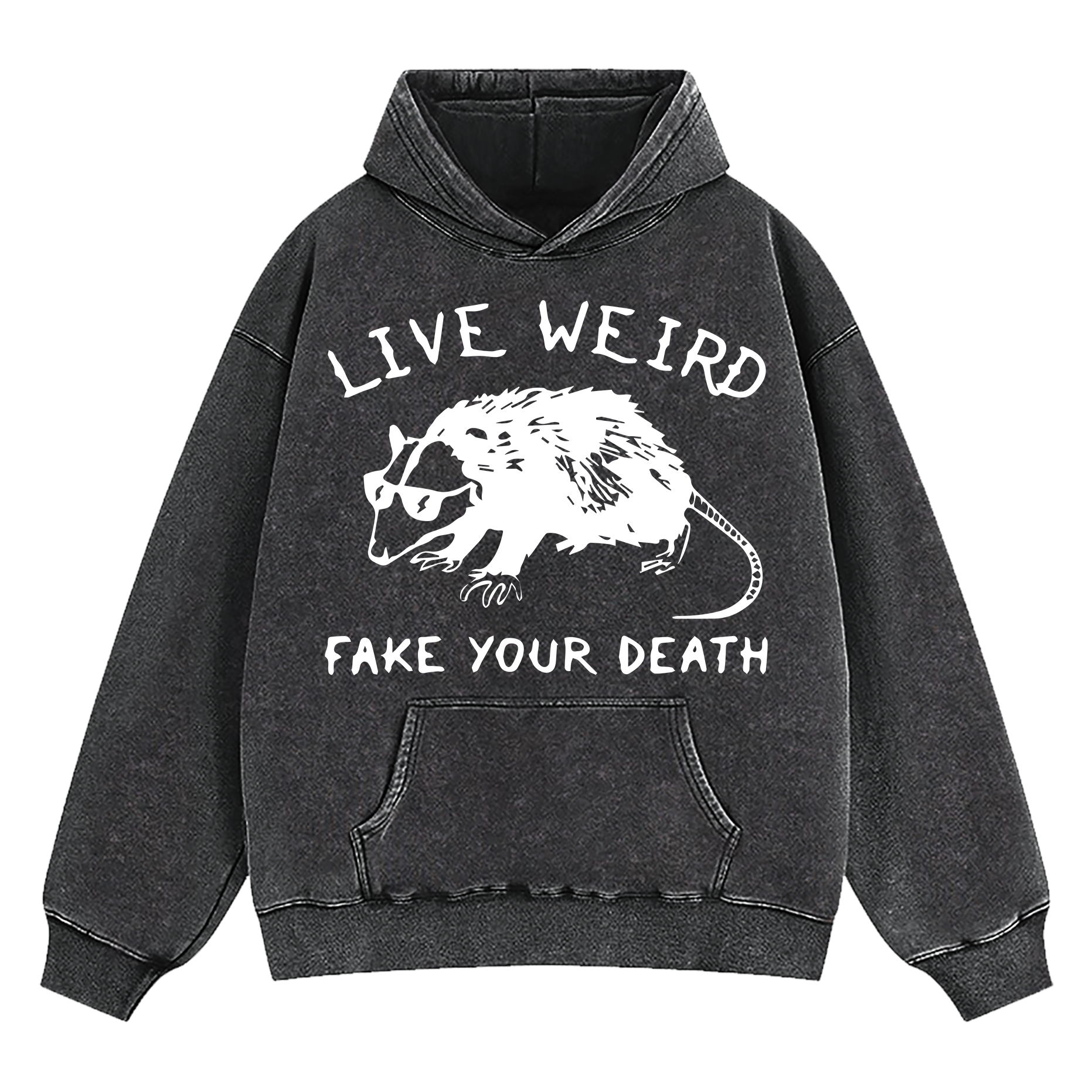 Opossum Live Weird Fake Your Death Washed Hoodie