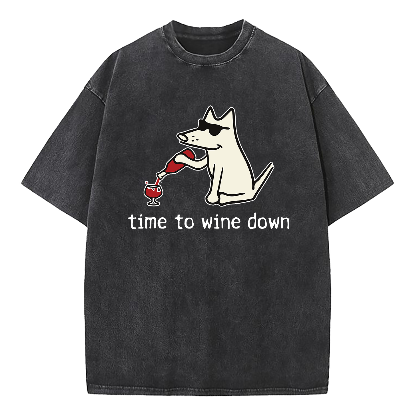Pick Of The Litter Time To Wine Down Washed T-Shirt