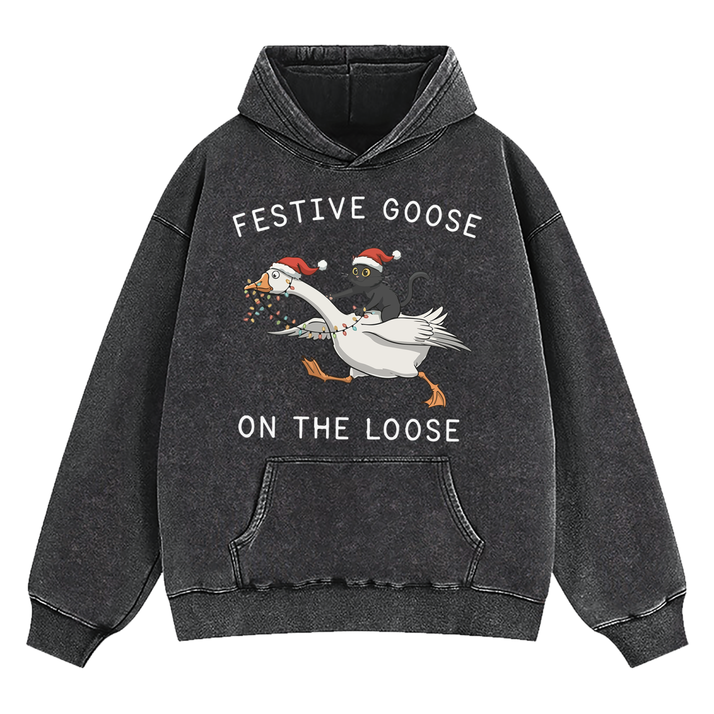 Festive Goose On The Loose Washed Hoodie