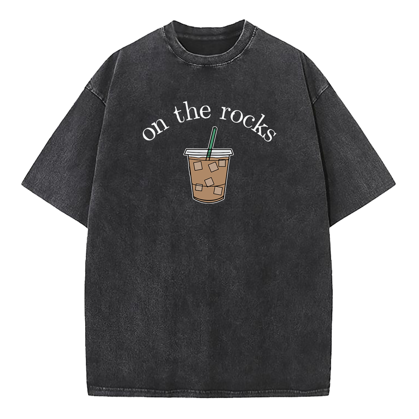 Iced Coffee Lover On The Rocks Washed T-Shirt