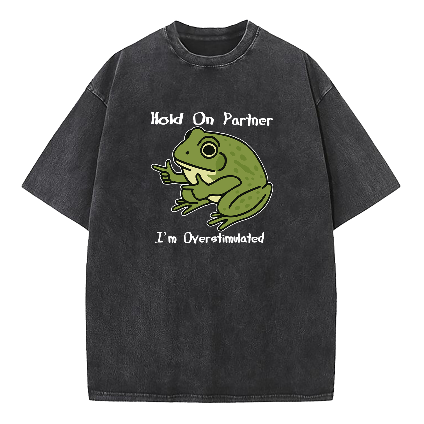 Hold On Partner I'm Overstimulated Washed T-Shirt