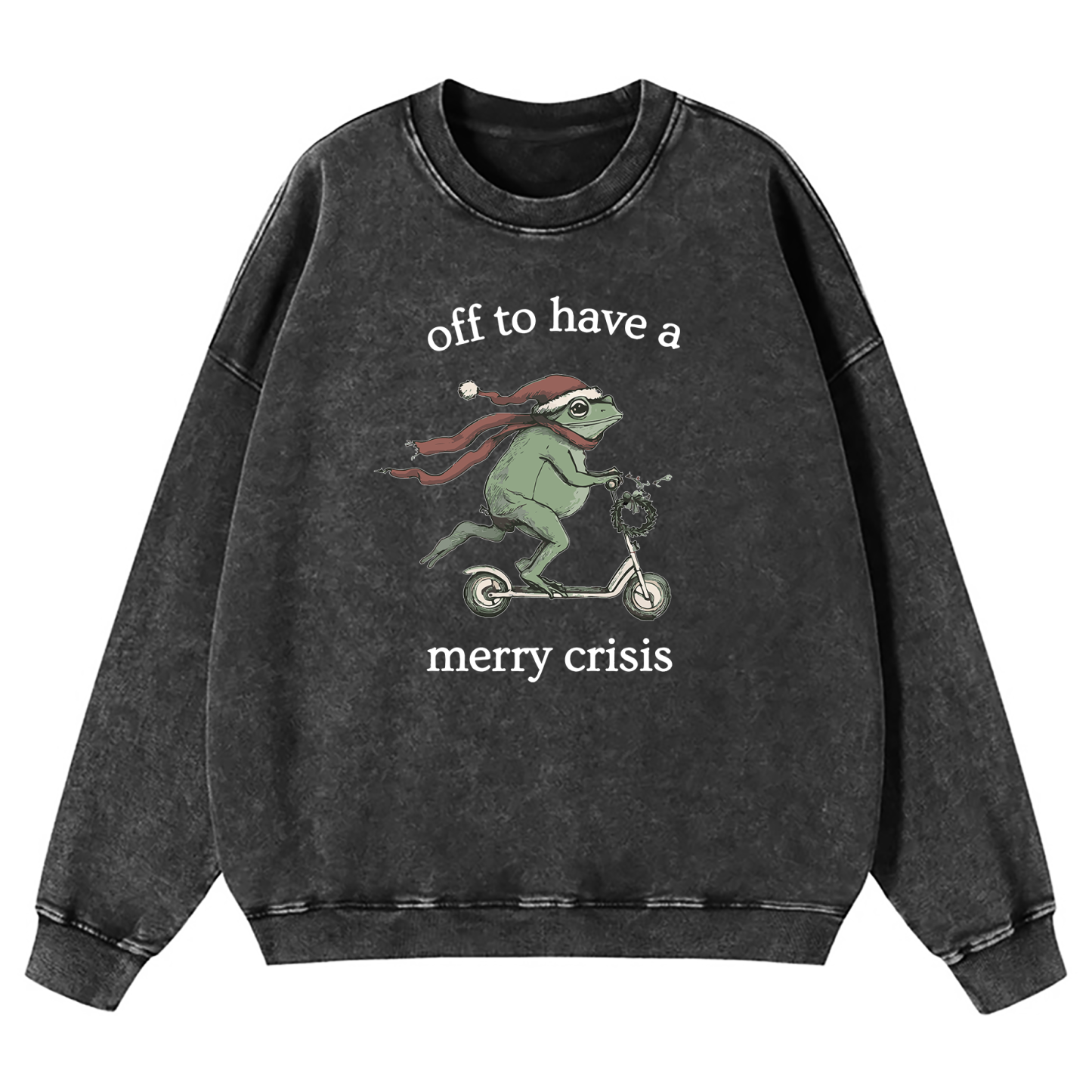 Off To Have A Merry Crisis Funny Christmas Washed Sweatshirt
