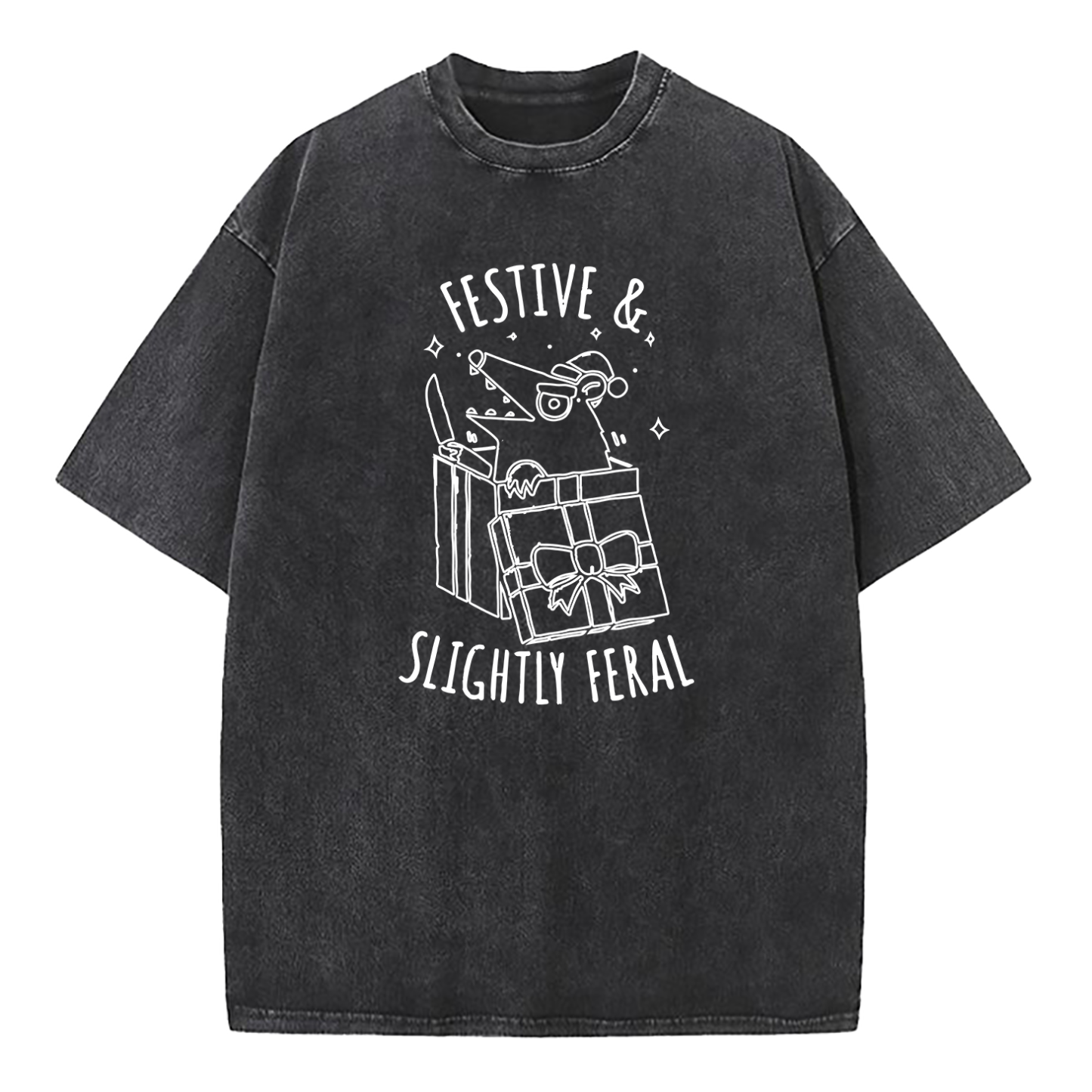 Festive & Slightly Feral Washed T-Shirt