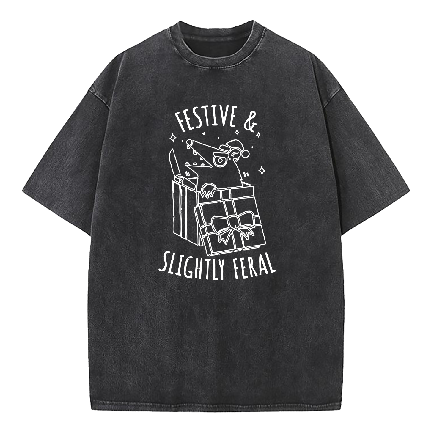 Festive & Slightly Feral Washed T-Shirt