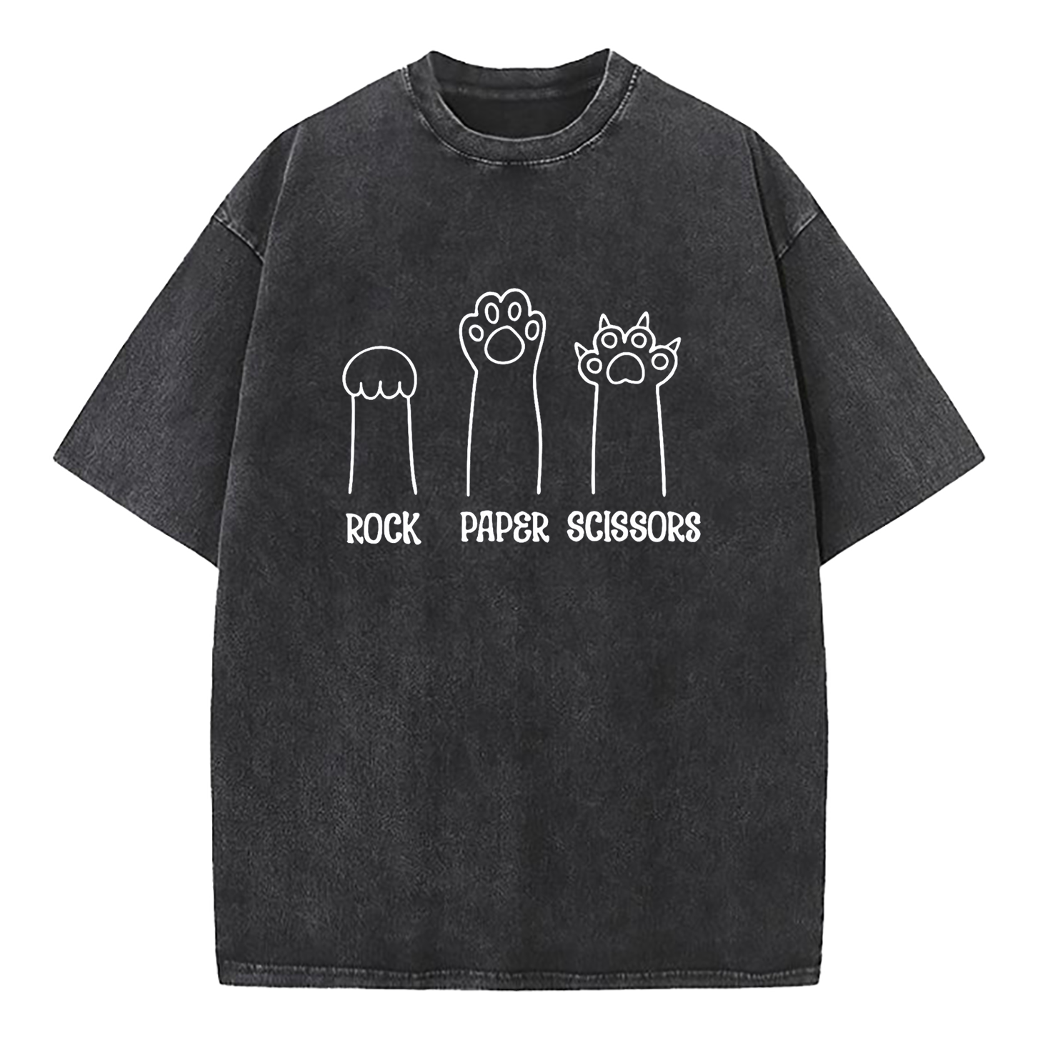 Funny Cat Paw Rock Paper Scissors Washed T-Shirt