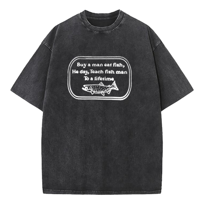 Buy A Man Eat Fish Washed T-Shirt