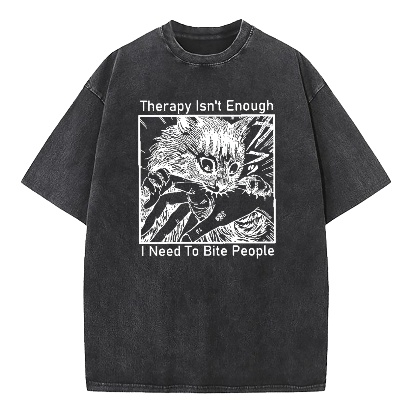 Therapy Isn't Enough I Need to Bite People Washed T-Shirt