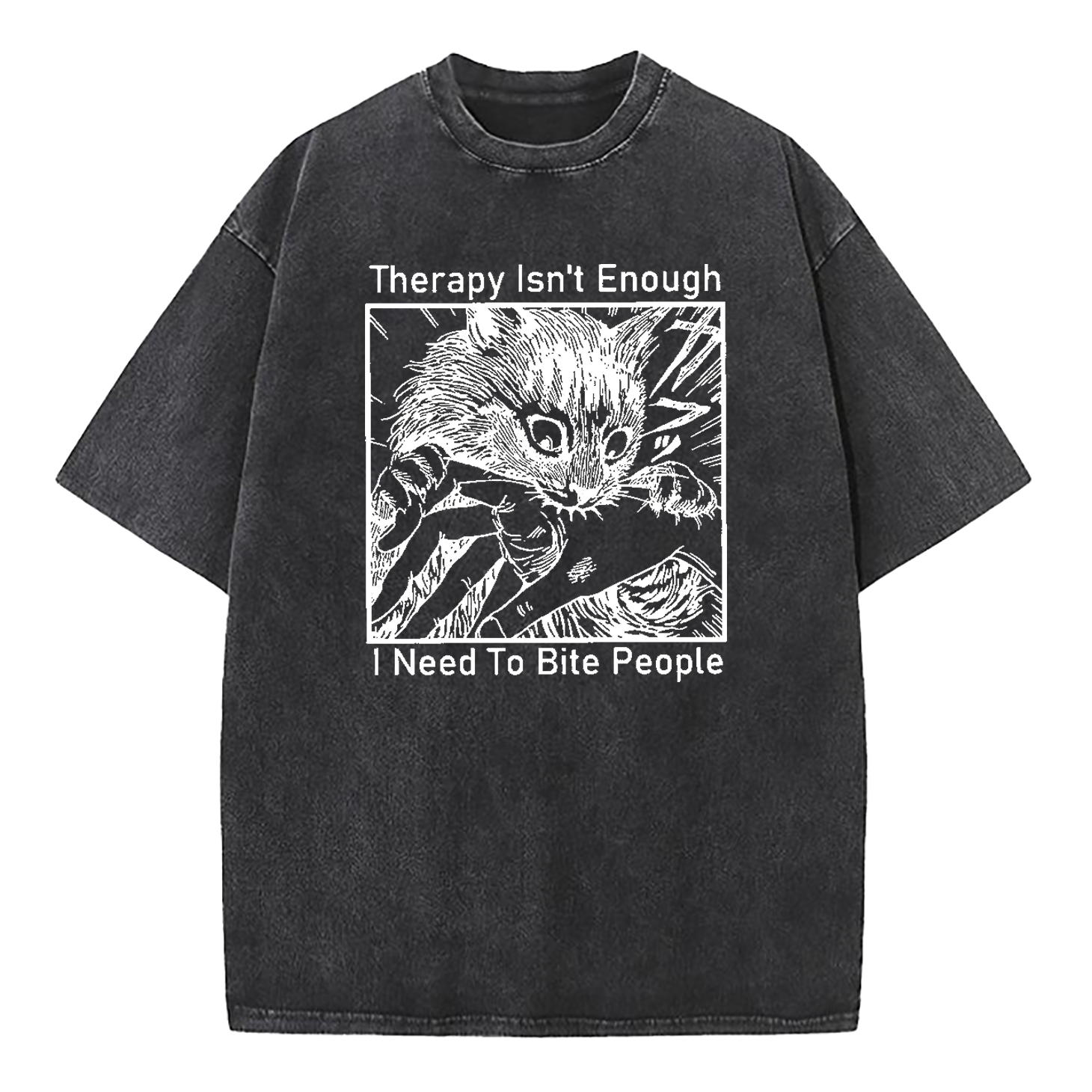 Therapy Isn't Enough I Need to Bite People Washed T-Shirt