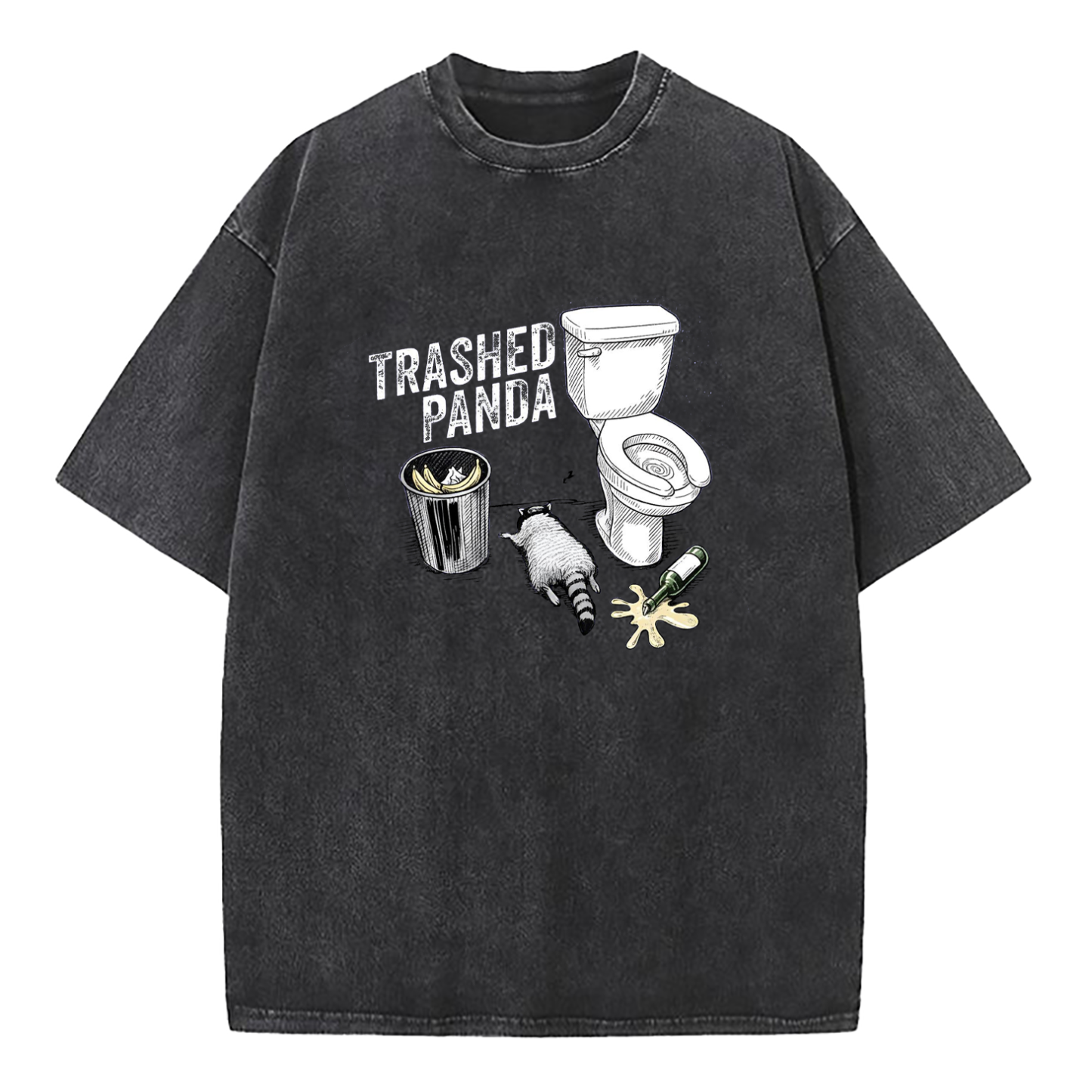 Trashed Panda Funny Drunk Raccoon Washed T-Shirt