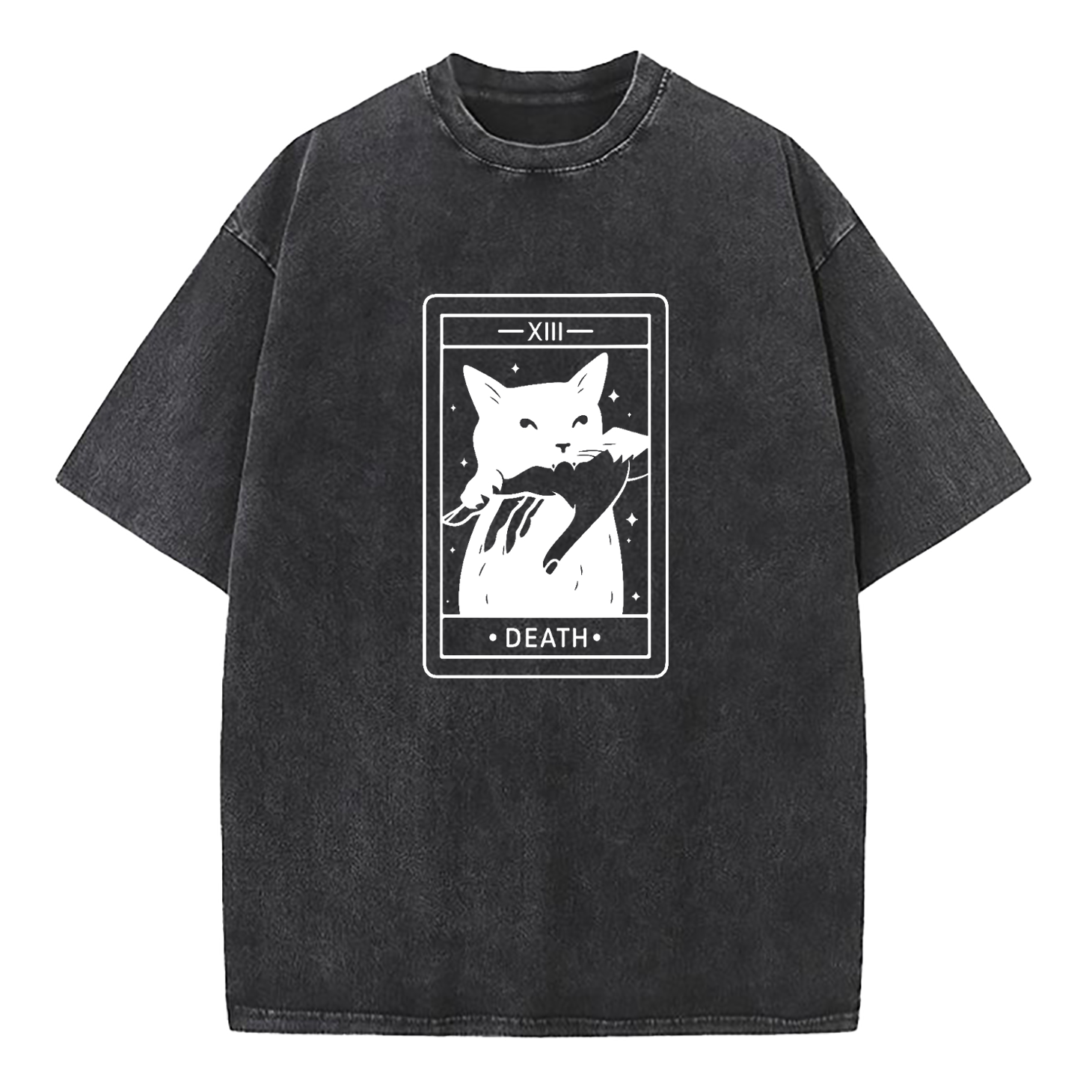 Tarot Death Cat Tarot Washed T-Shirt