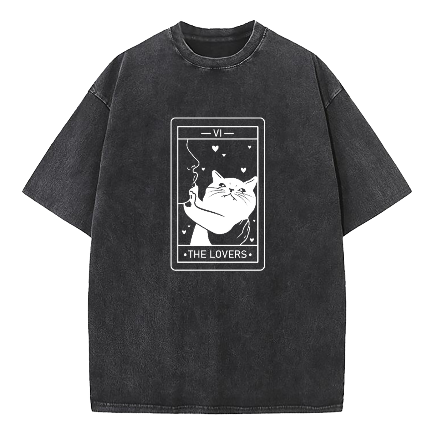 The Lovers Cat Tarot Washed T-Shirt