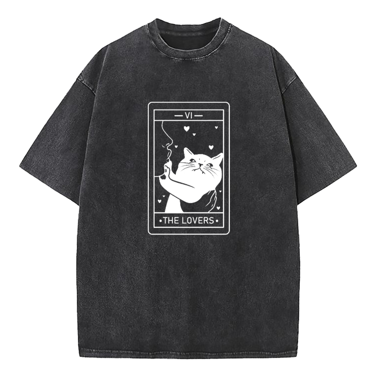 The Lovers Cat Tarot Washed T-Shirt