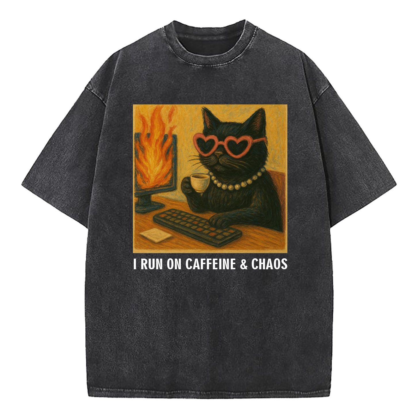I Run On Caffeine & Chaos Washed T-Shirt