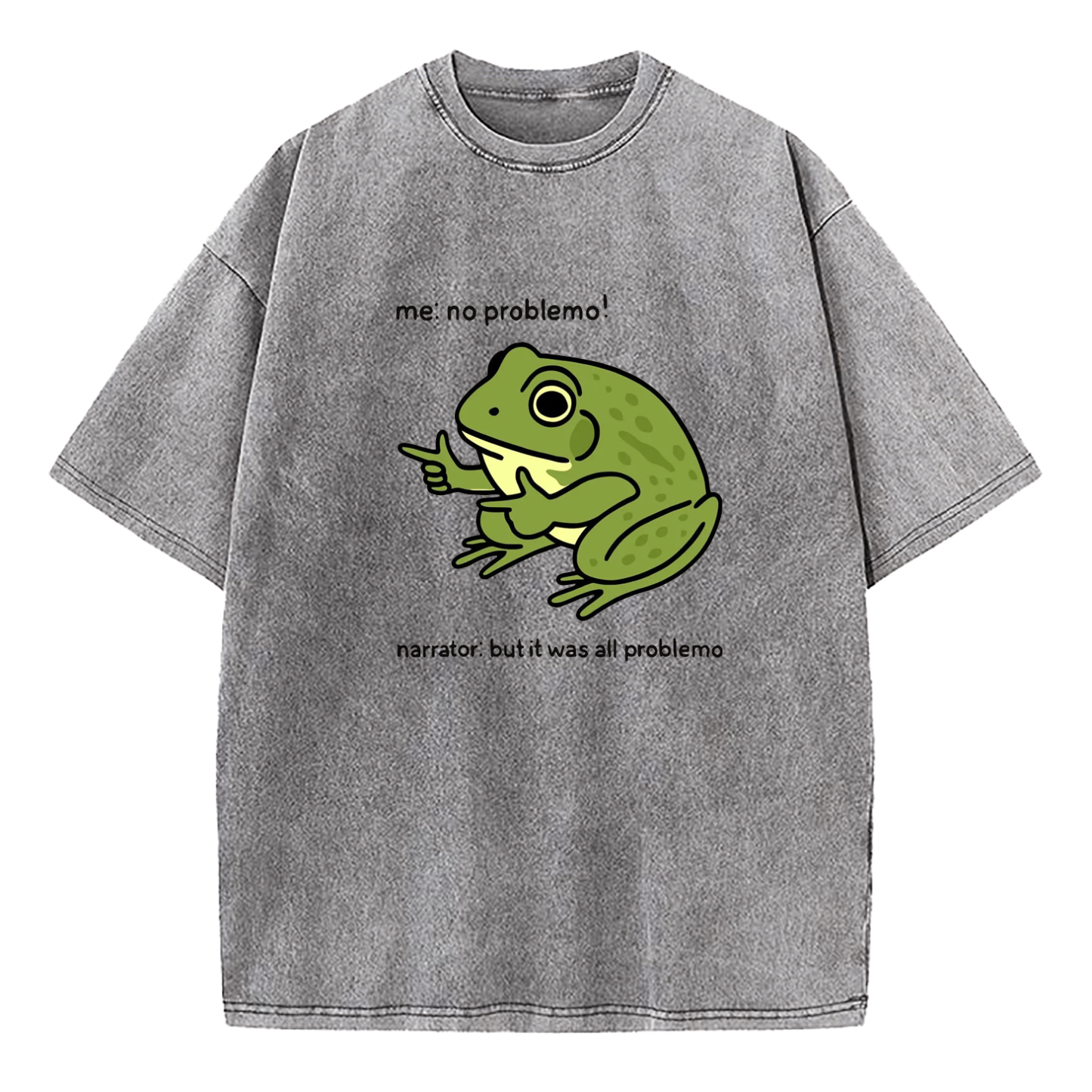 Funny Frog Me No Problemo Narrator Washed T-Shirt