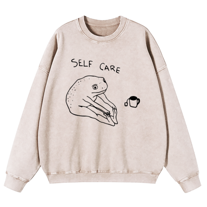 Self Care Frog Washed Sweatshirt