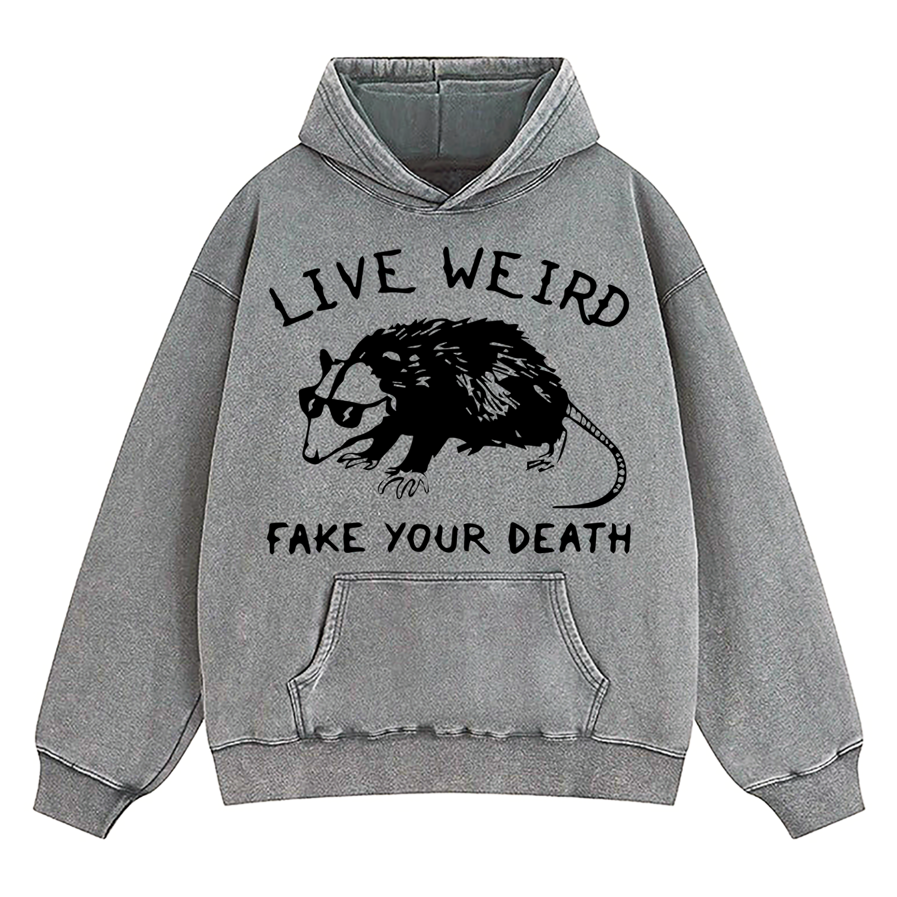 Opossum Live Weird Fake Your Death Washed Hoodie