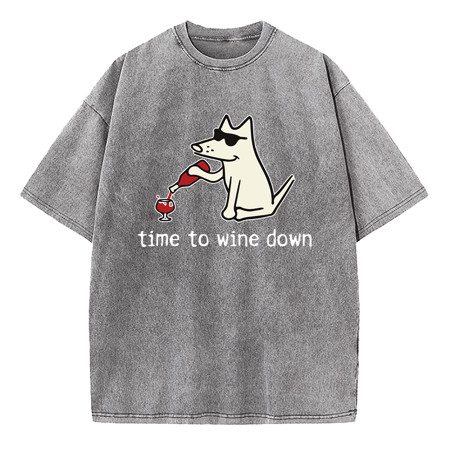 Pick Of The Litter Time To Wine Down Washed T-Shirt