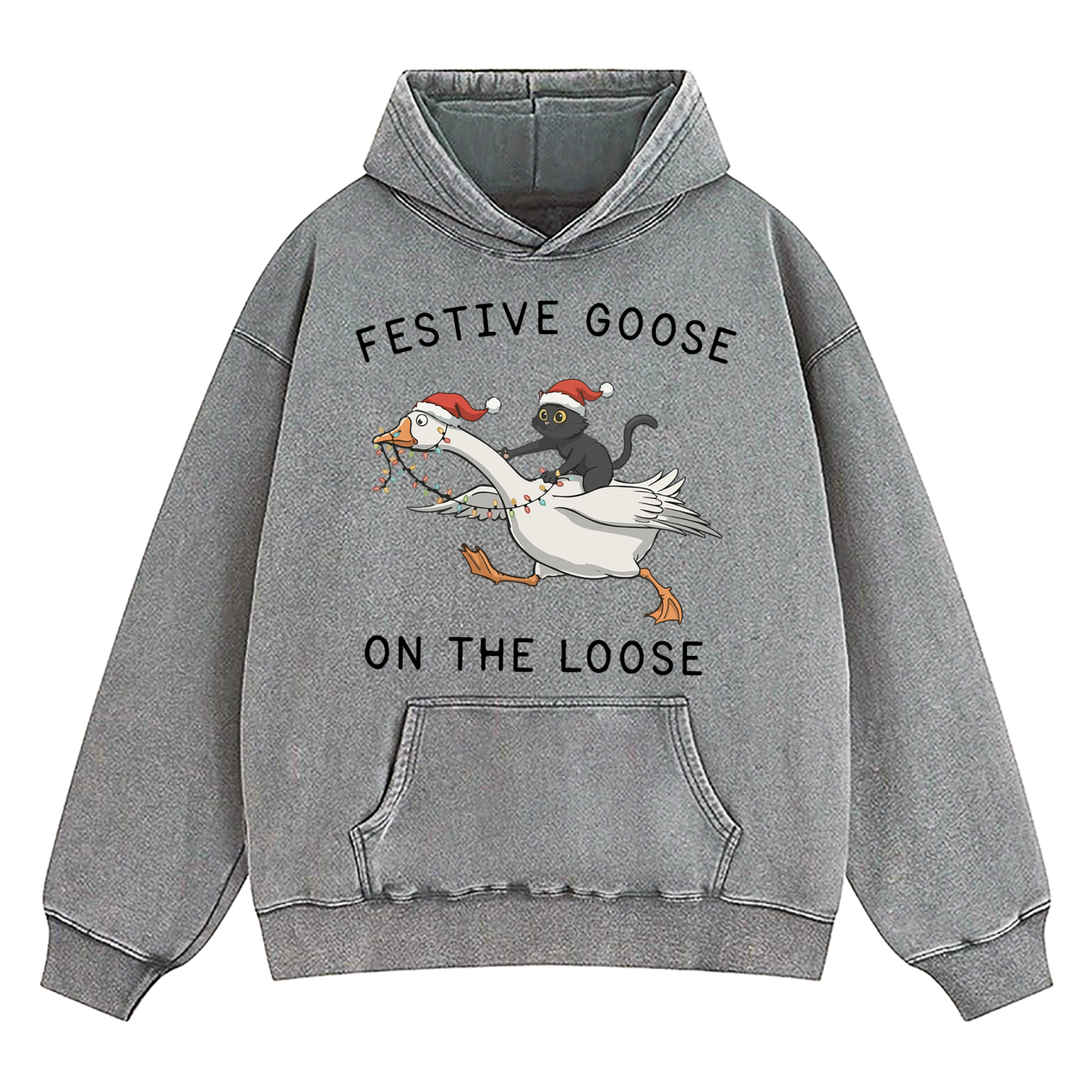 Festive Goose On The Loose Washed Hoodie
