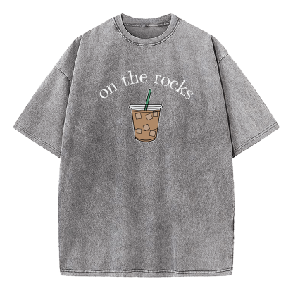 Iced Coffee Lover On The Rocks Washed T-Shirt