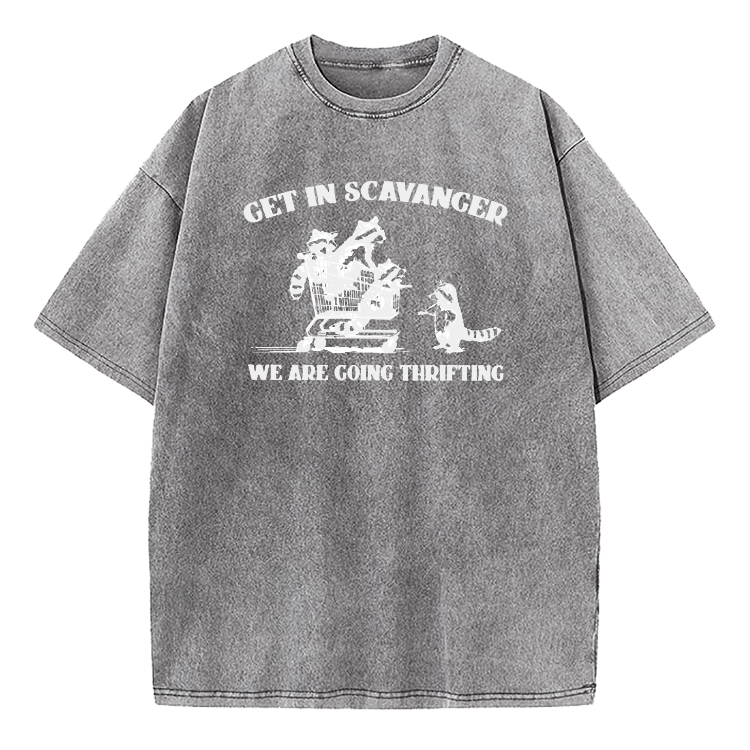 Get In Scavenger We're Going Thrifting Raccoon Washed T-Shirt
