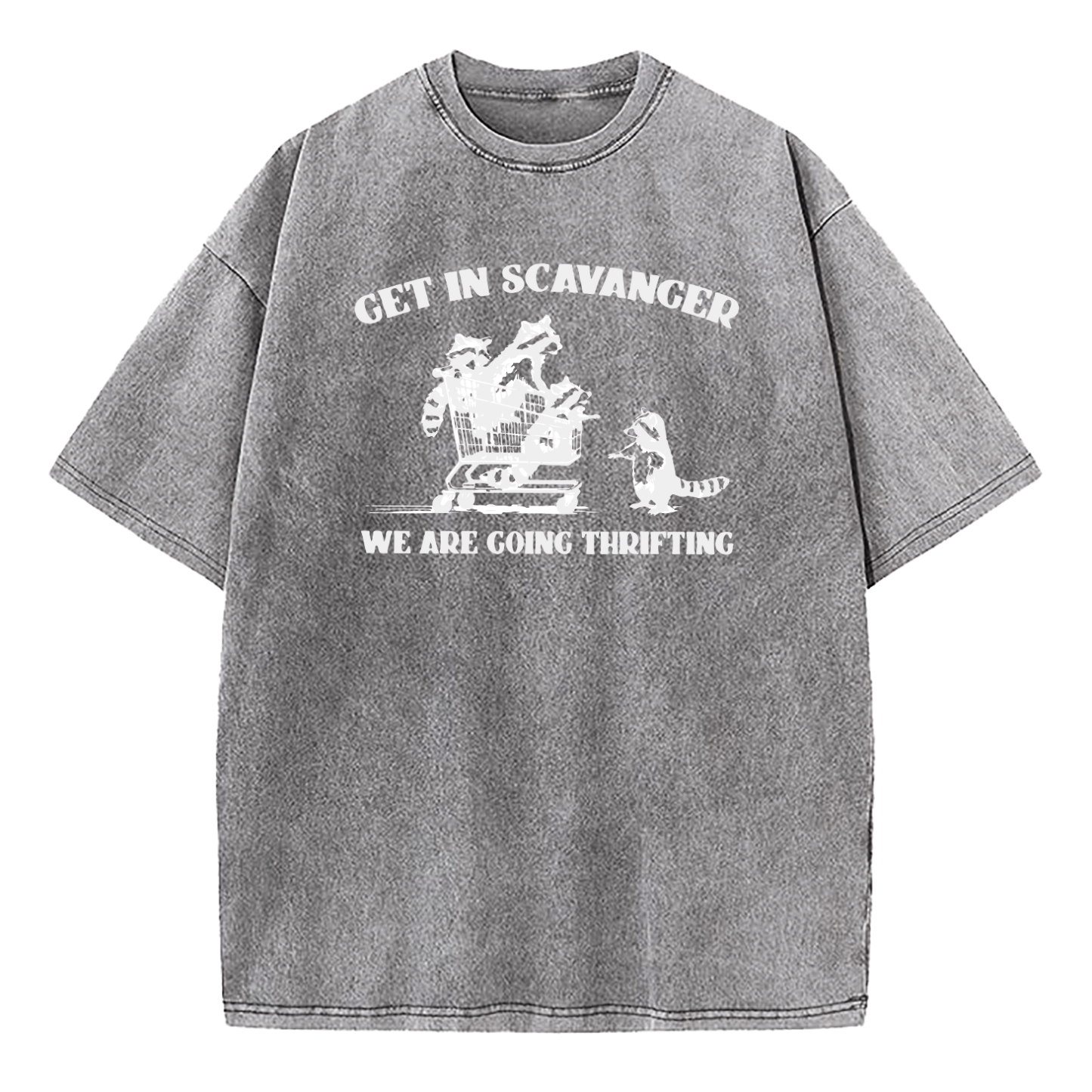 Get In Scavenger We're Going Thrifting Raccoon Washed T-Shirt