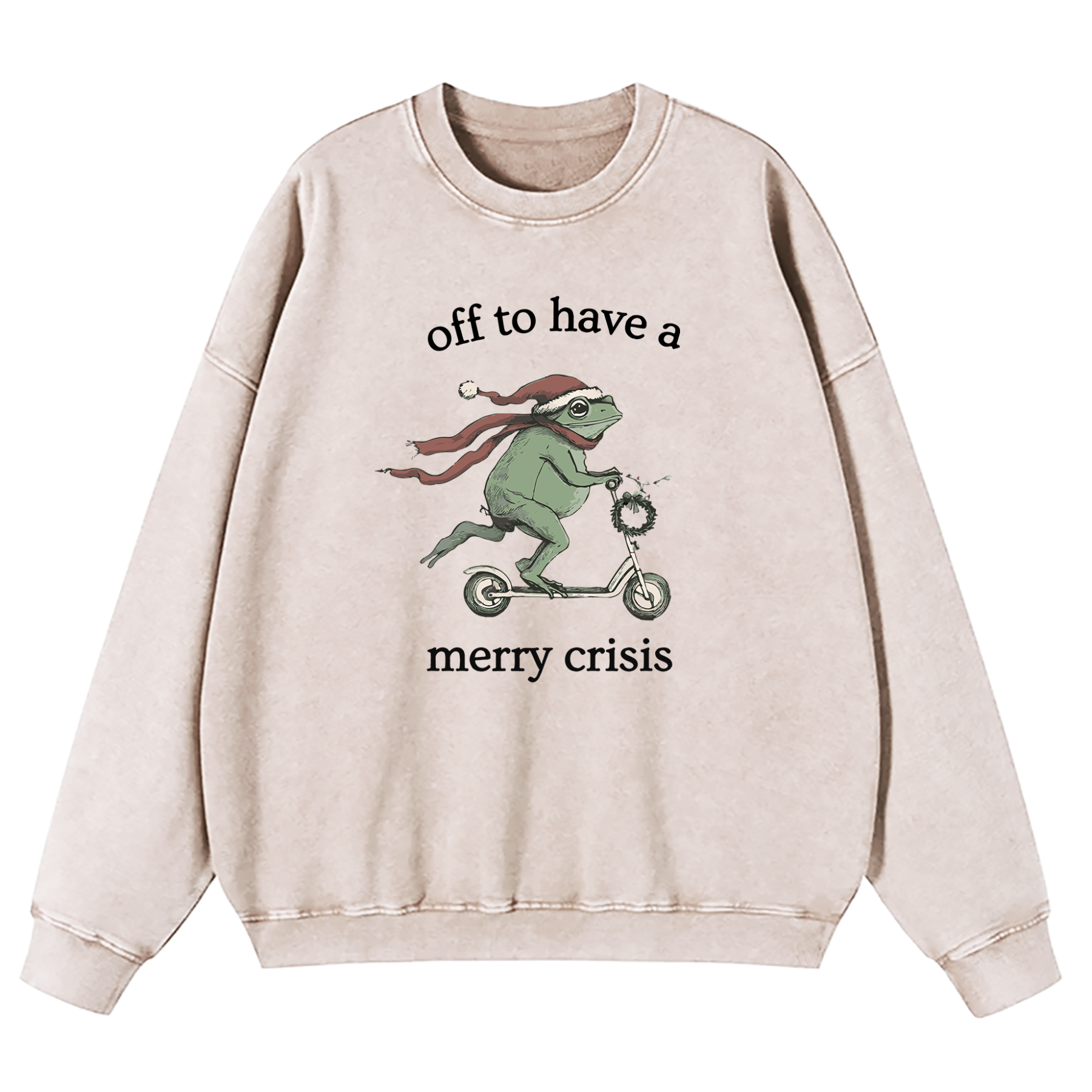 Off To Have A Merry Crisis Funny Christmas Washed Sweatshirt