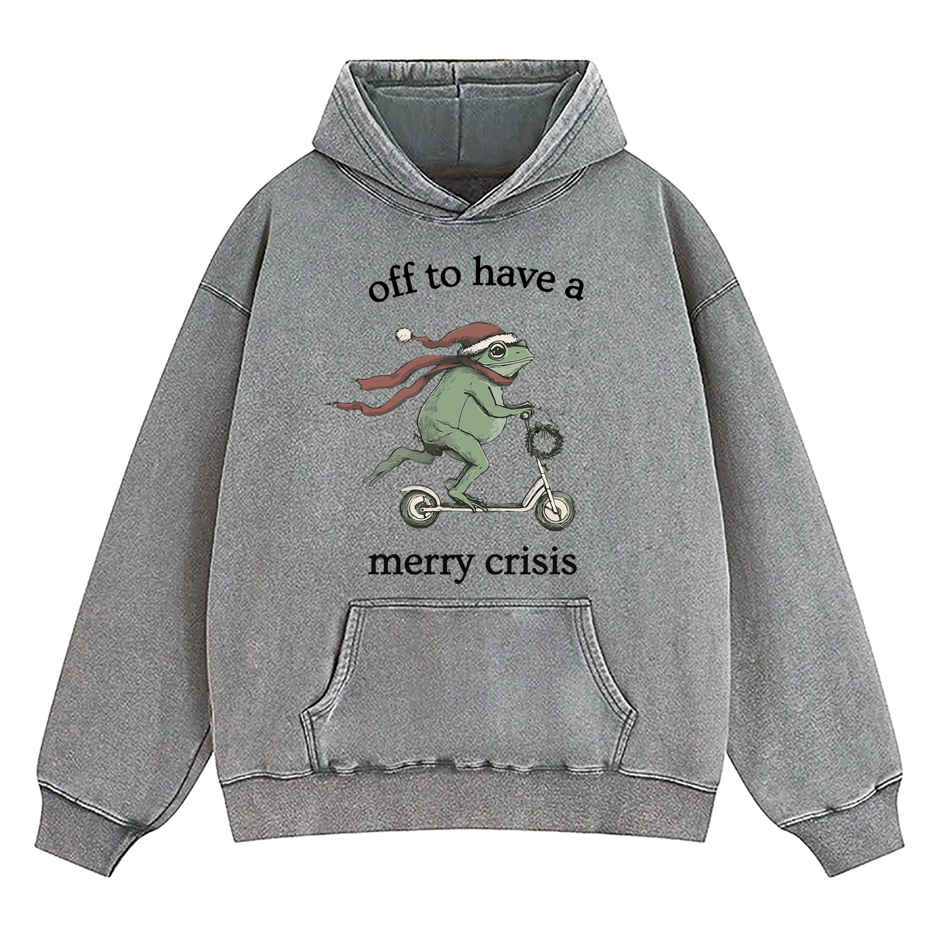 Off To Have A Merry Crisis Funny Christmas Washed Hoodie