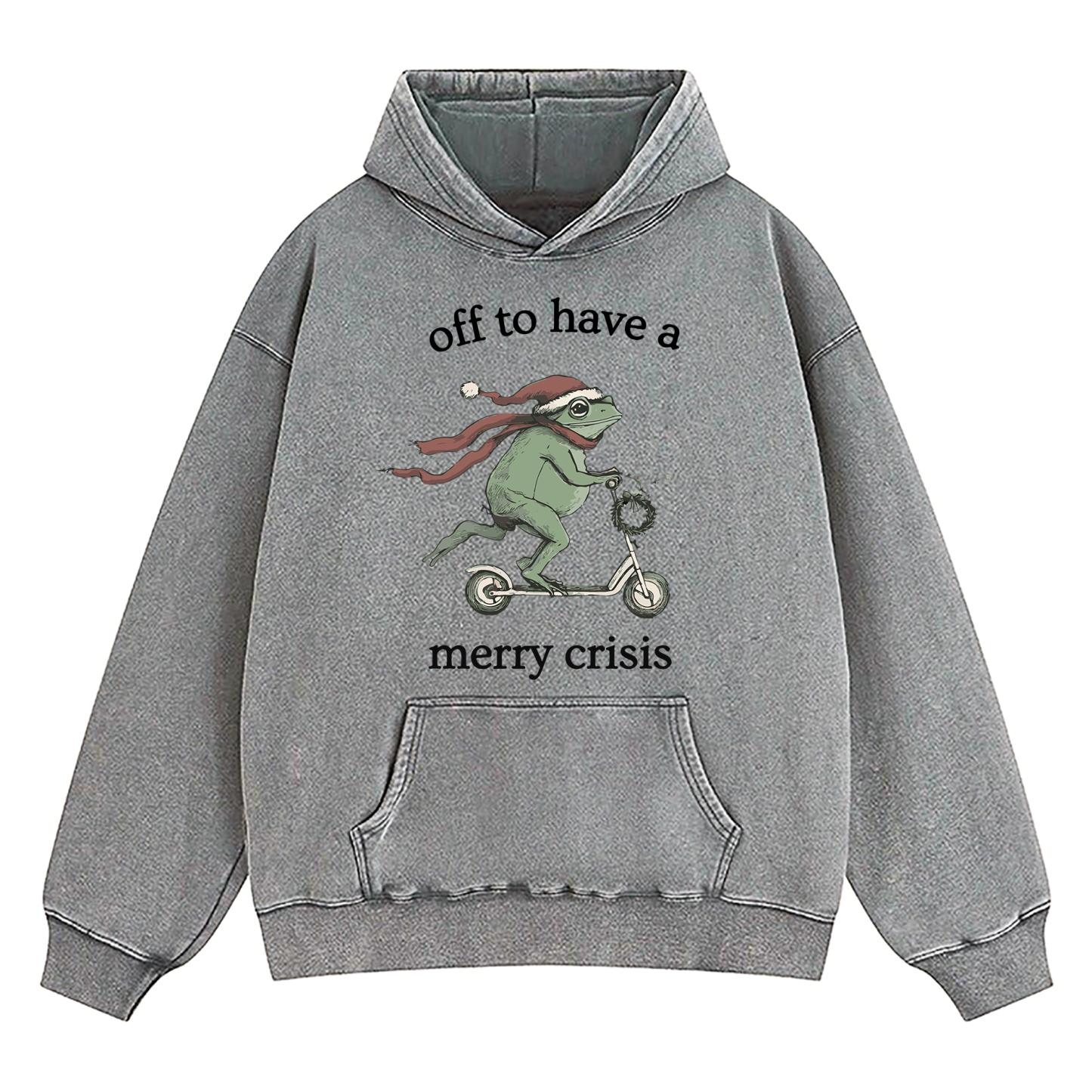 Off To Have A Merry Crisis Funny Christmas Washed Hoodie
