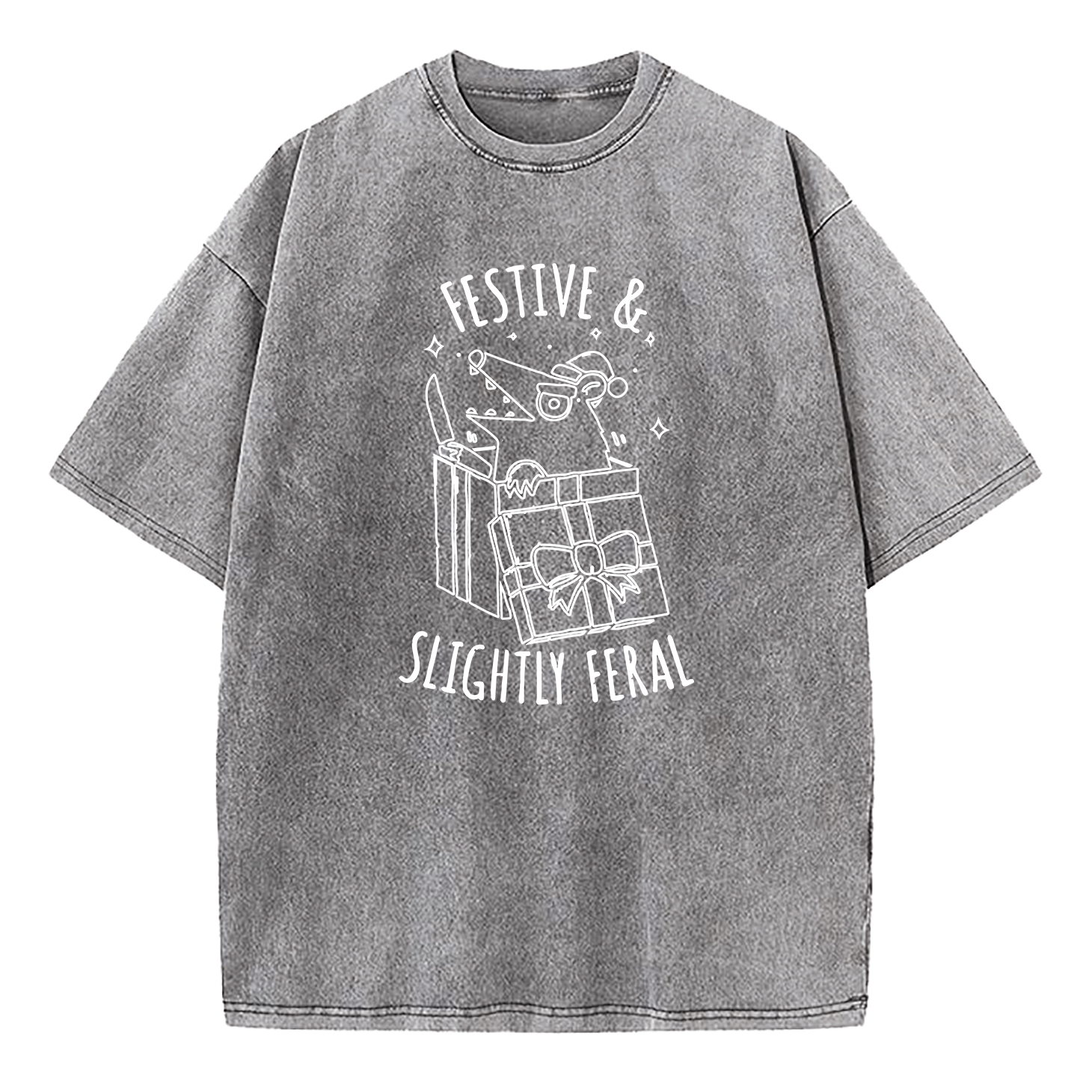 Festive & Slightly Feral Washed T-Shirt