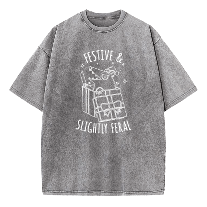 Festive & Slightly Feral Washed T-Shirt