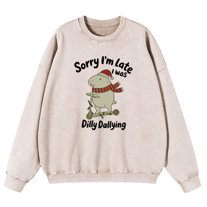 Sorry I'm Late I Was Dilly Dallying Washed Sweatshirt