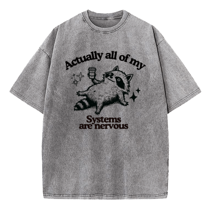 Actually All Of My Systems Are Nervous Washed T-Shirt