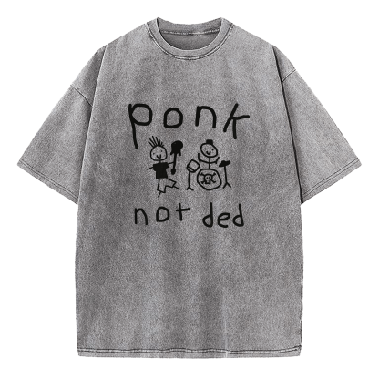 Ponk Not Ded Death Metal Funny Punk Washed T-Shirt