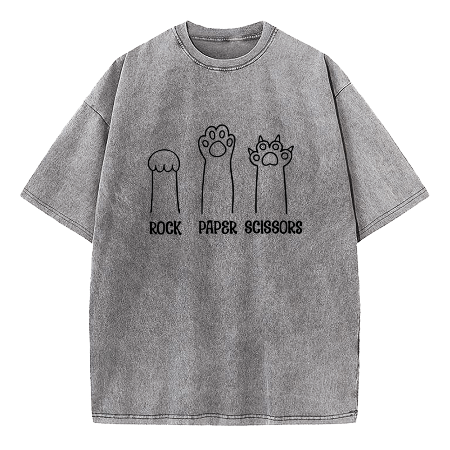 Funny Cat Paw Rock Paper Scissors Washed T-Shirt