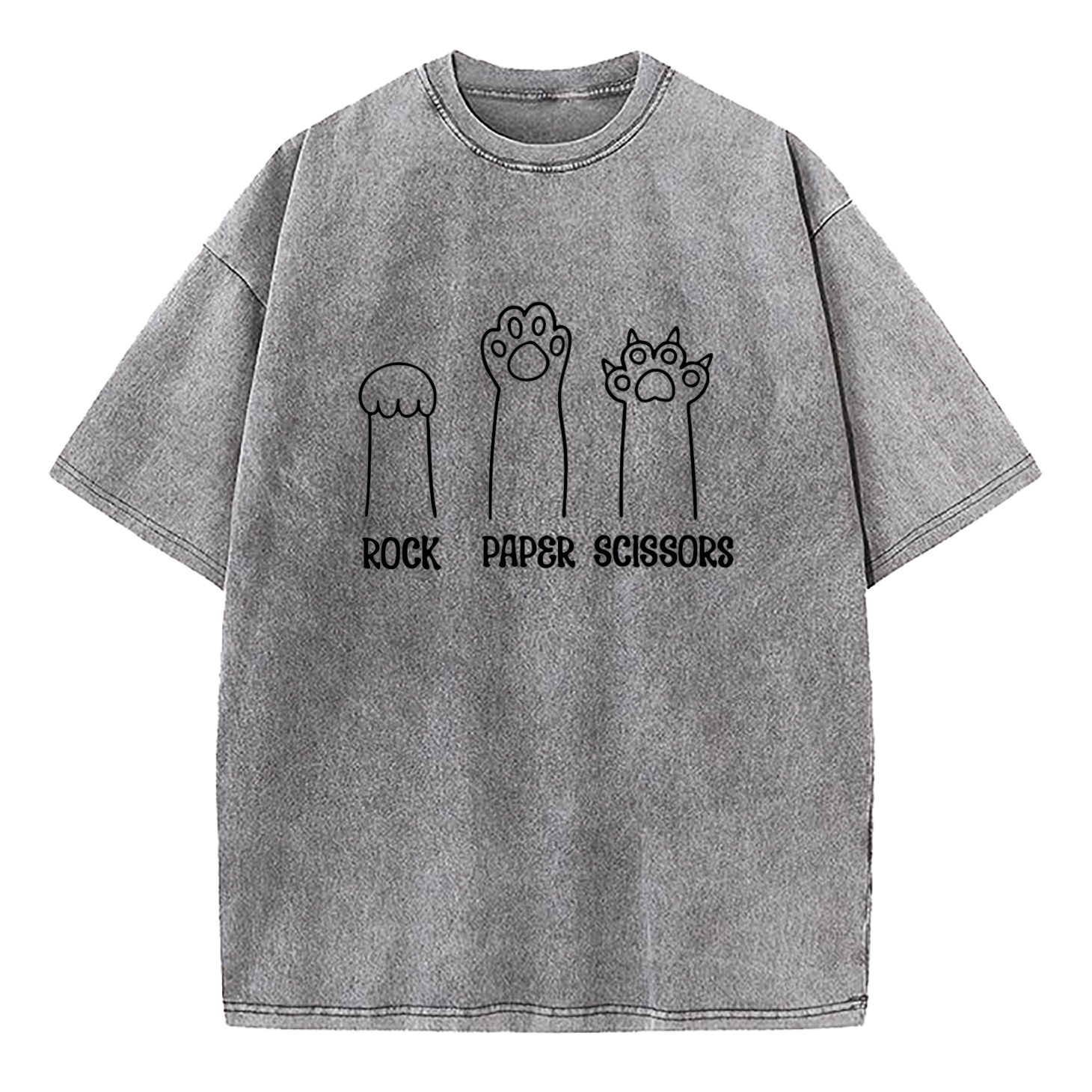 Funny Cat Paw Rock Paper Scissors Washed T-Shirt