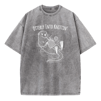 Otterly Into Knittin’ Washed T-Shirt