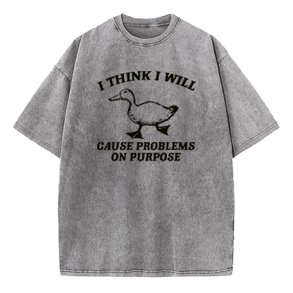 I Think I Will Cause Problems On Purpose Washed T-Shirt
