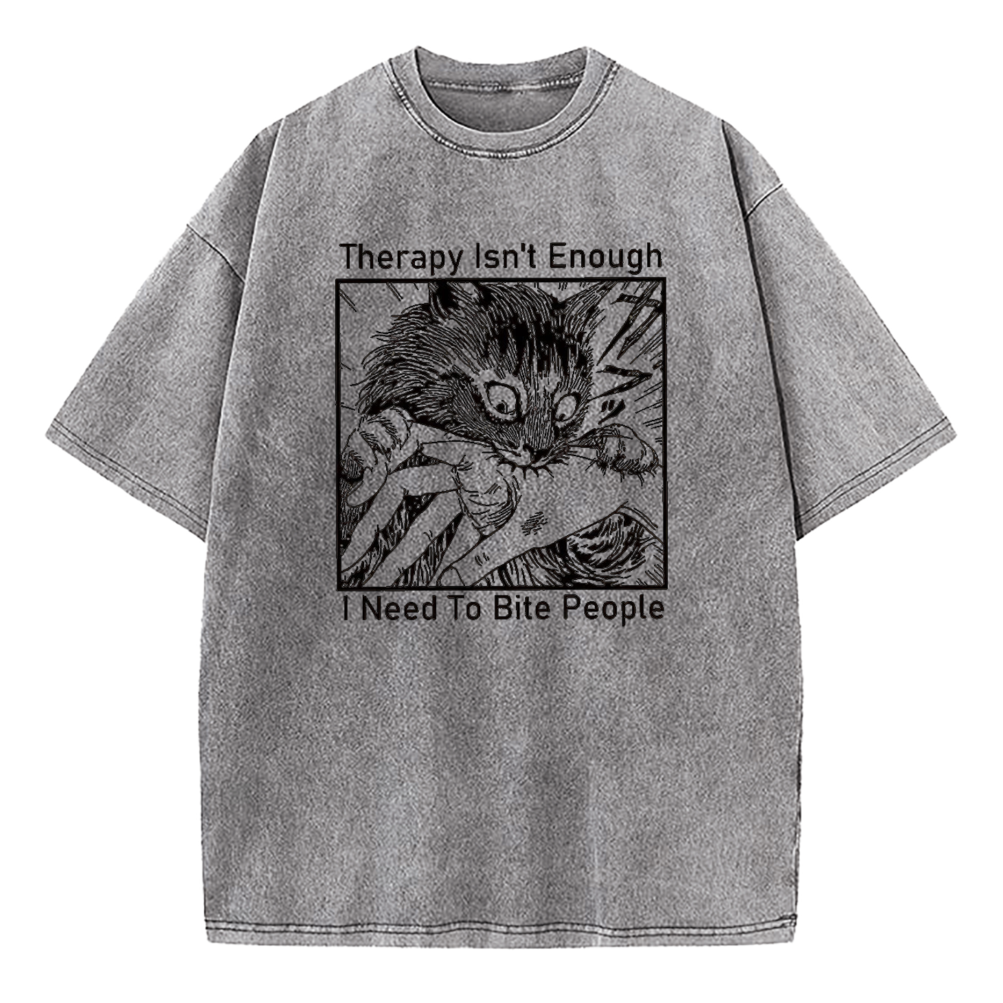 Therapy Isn't Enough I Need to Bite People Washed T-Shirt