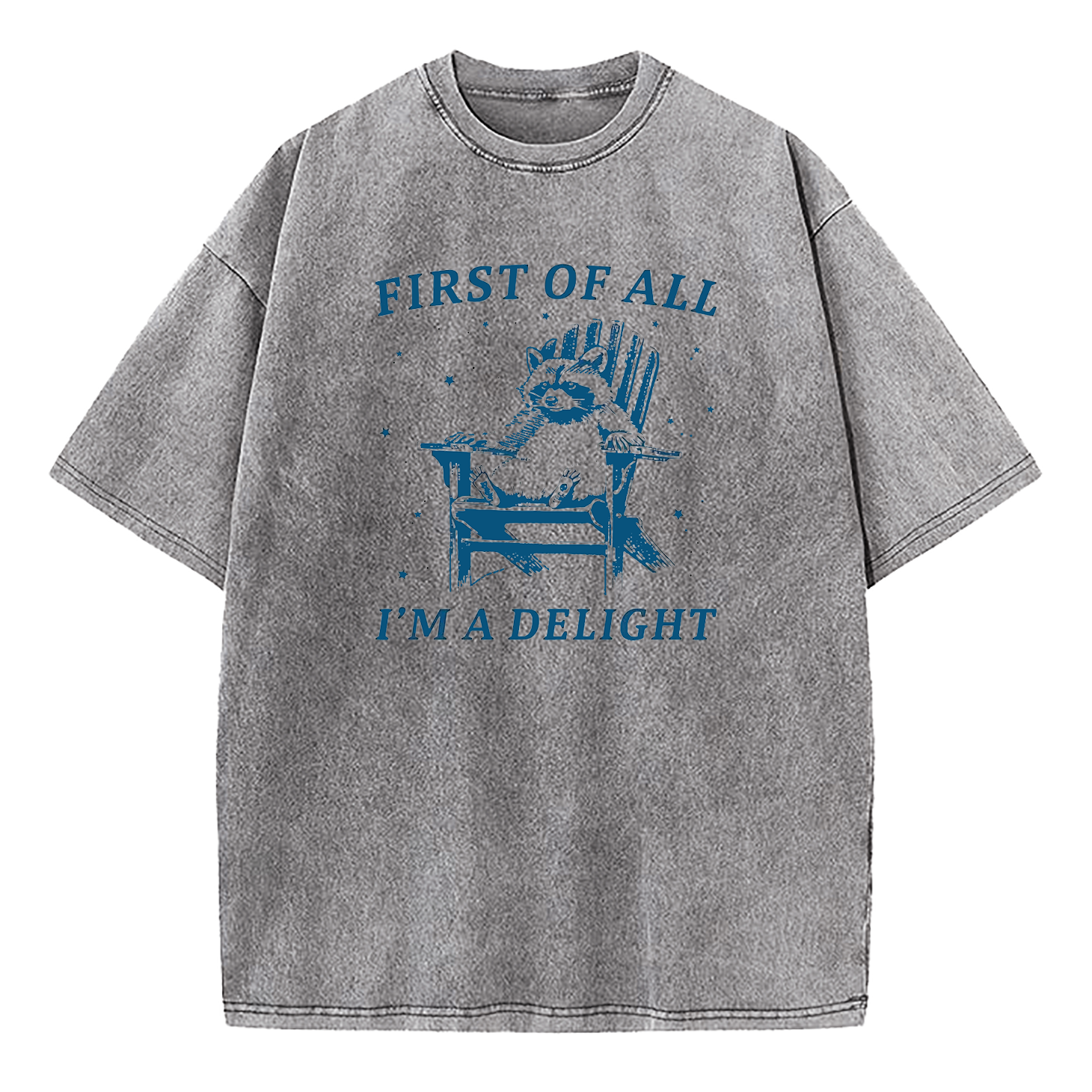 First Of All I'm A Delight Raccoon Washed T-Shirt