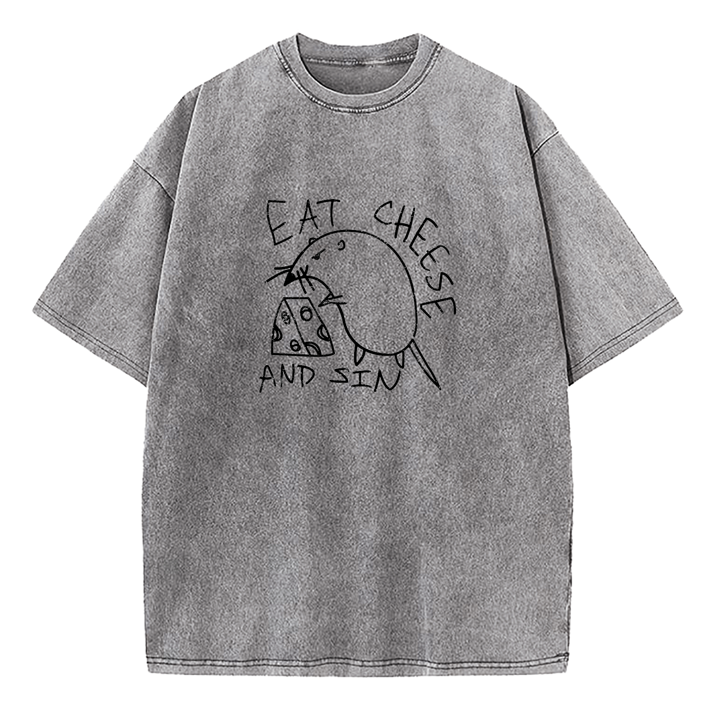 Eat Cheese And Sin Washed T-Shirt