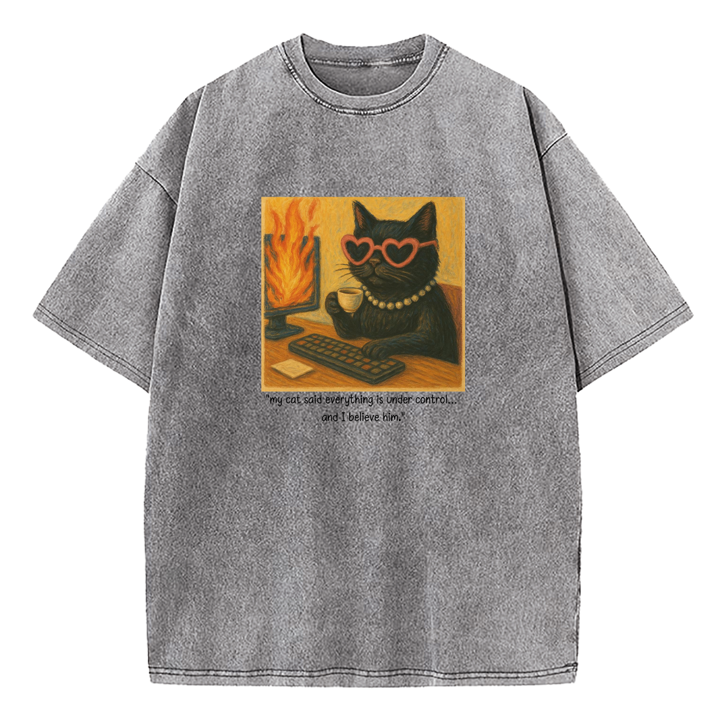 My Cat Said Everything Is Under Control Washed T-Shirt