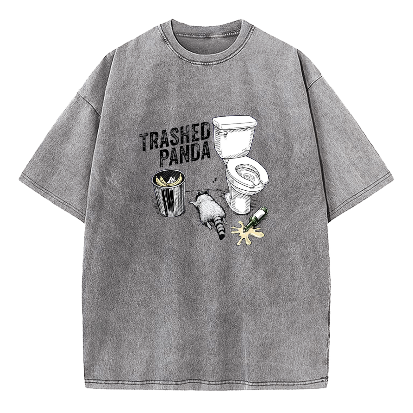 Trashed Panda Funny Drunk Raccoon Washed T-Shirt
