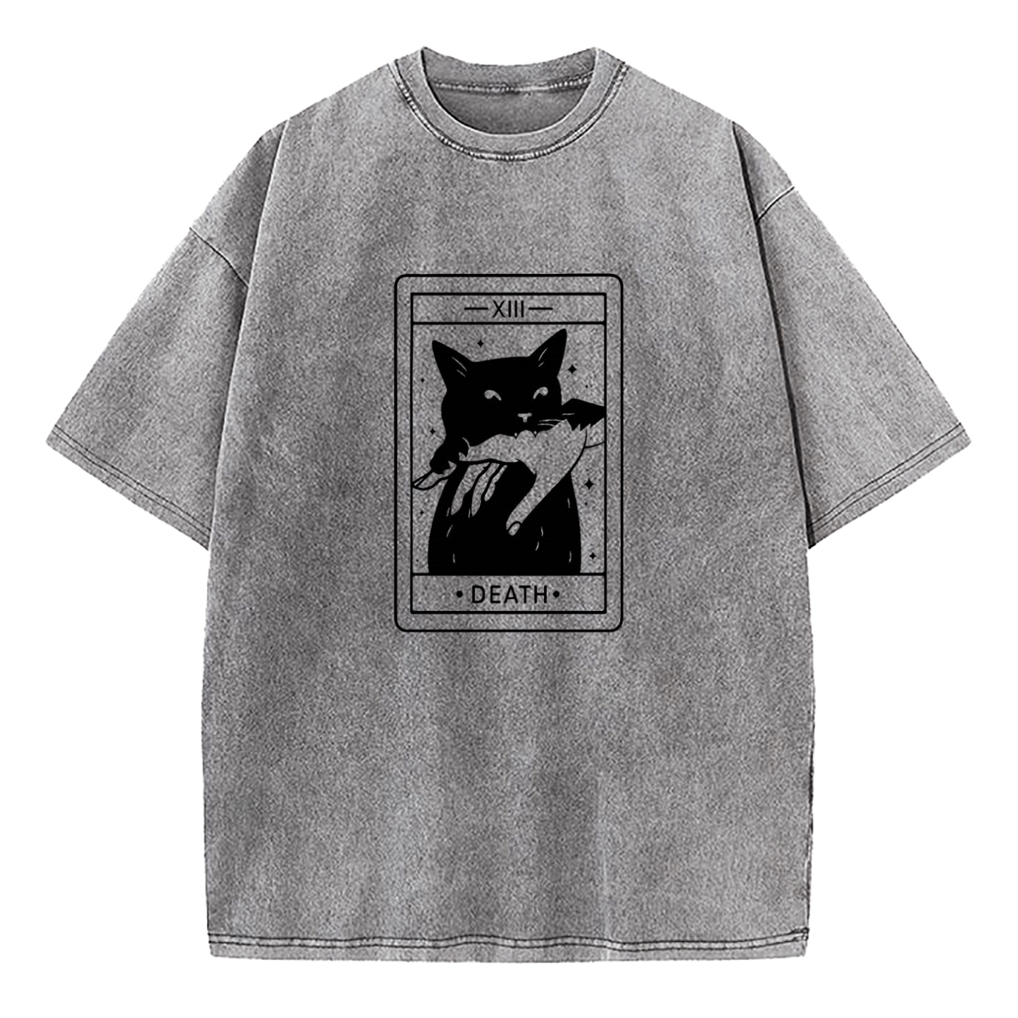 Tarot Death Cat Tarot Washed T-Shirt